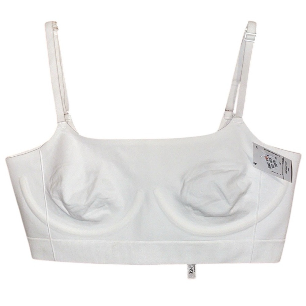 •FREE PEOPLE•NWT WHITE SEAMLESS BRA W/ SCOOP BACK & HOOK/EYE CLOSURE SIZE MEDIUM